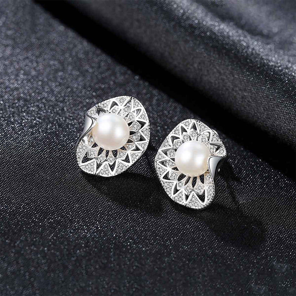 925 Sterling Silver Natural Pearl Drop Earrings Fashion Jewelry Gift for Women Girls