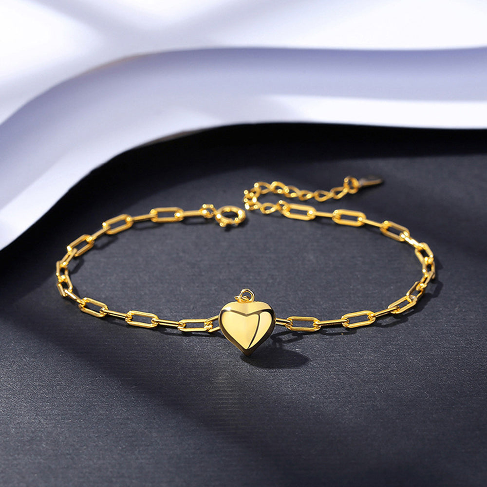 925 Sterling Silver Heart Bracelet Fashion Jewelry Gift for Women Girls