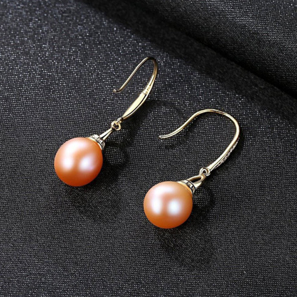 Pendientes colgantes de perla natural de plata de ley 925, joyería de moda, regalo para mujeres y niñas.