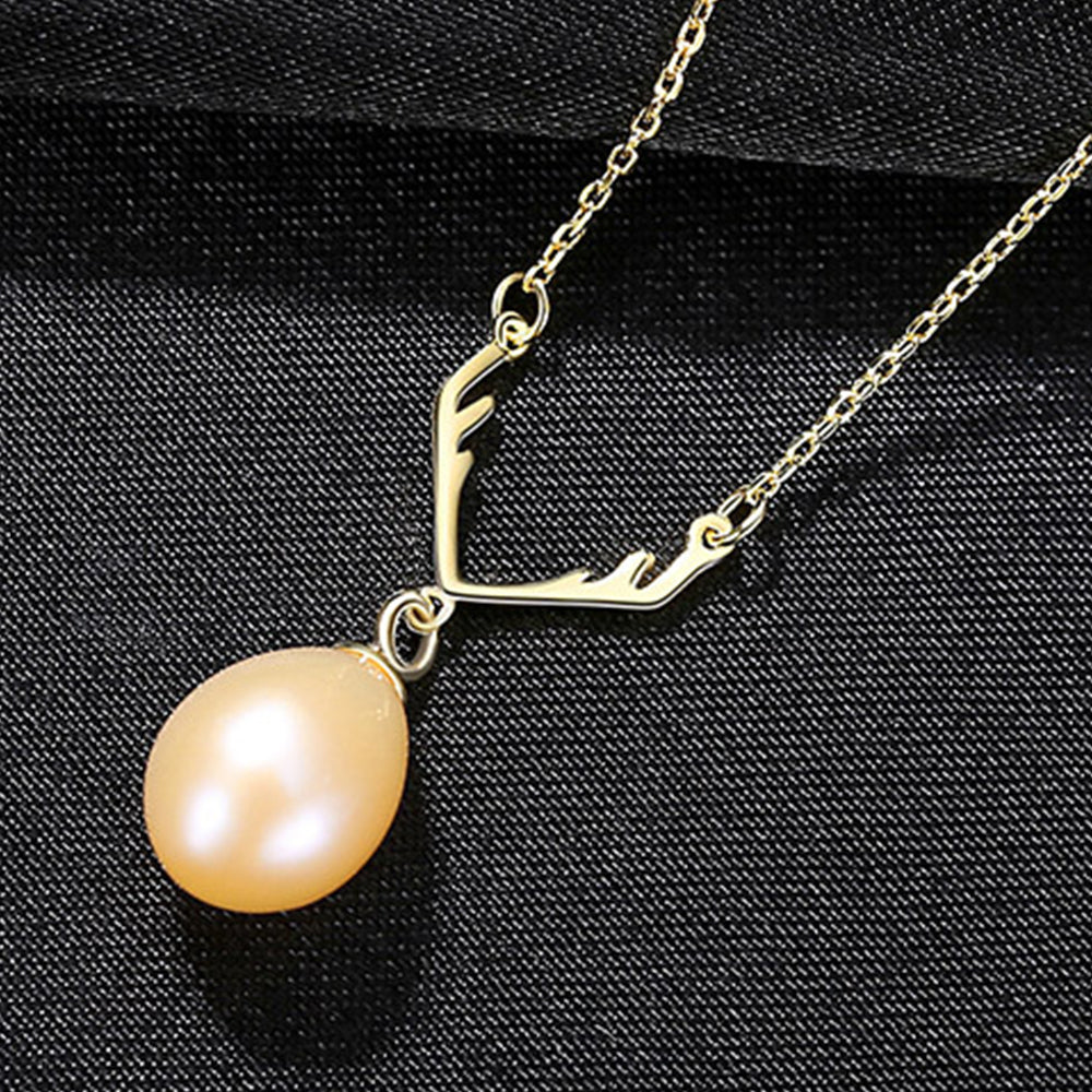 925 Sterling Silver Natural Pearl Drop Necklace Fashion Jewelry Gift for Women Girls
