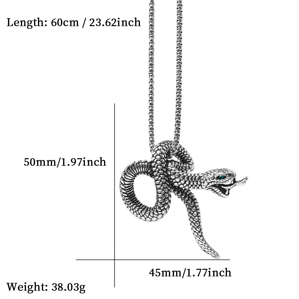 Punk Snake Pendant Necklace, Men Women's Fashion Jewelry, Perfect for Parties & Gifts, Elegant Accessory for Everyday Wear