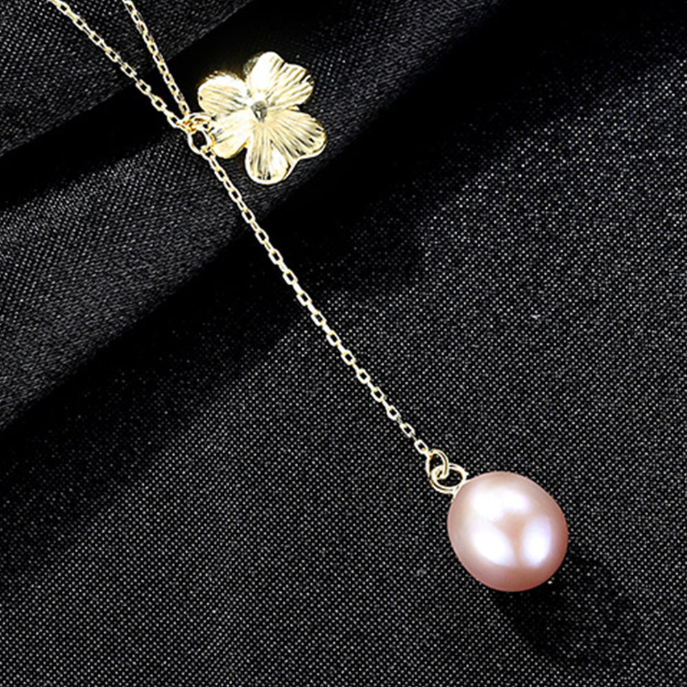 925 Sterling Silver Natural Pearl Drop Necklace Fashion Jewelry Gift for Women Girls