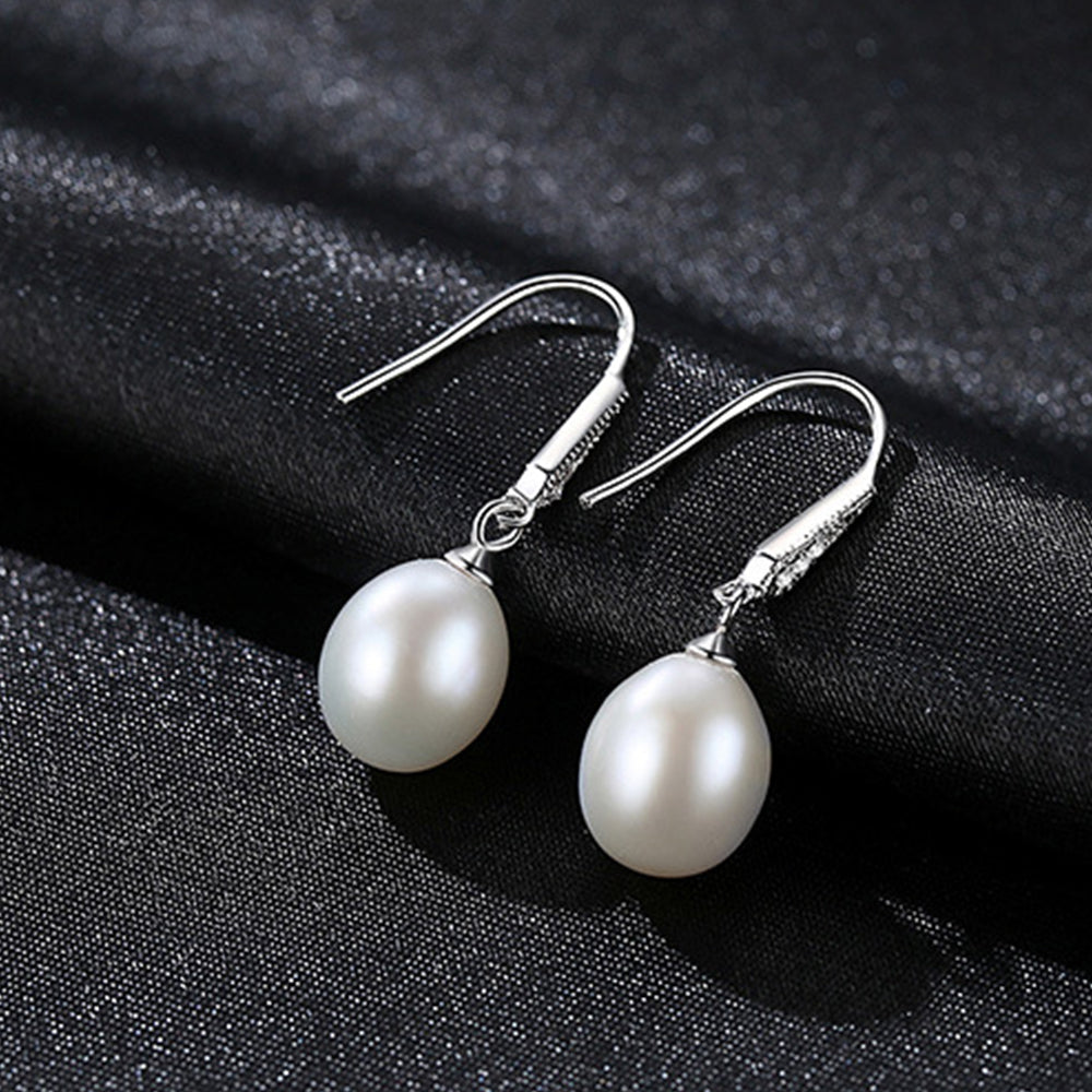 925 Sterling Silver Natural Pearl Drop Earrings Fashion Jewelry Gift for Women Girls