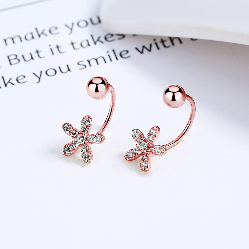 925 Sterling Silver Flower Screw Back Stud Earrings