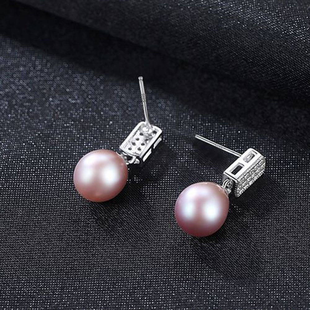925 Sterling Silver Natural Pearl Drop Earrings Fashion Jewelry Gift for Women Girls