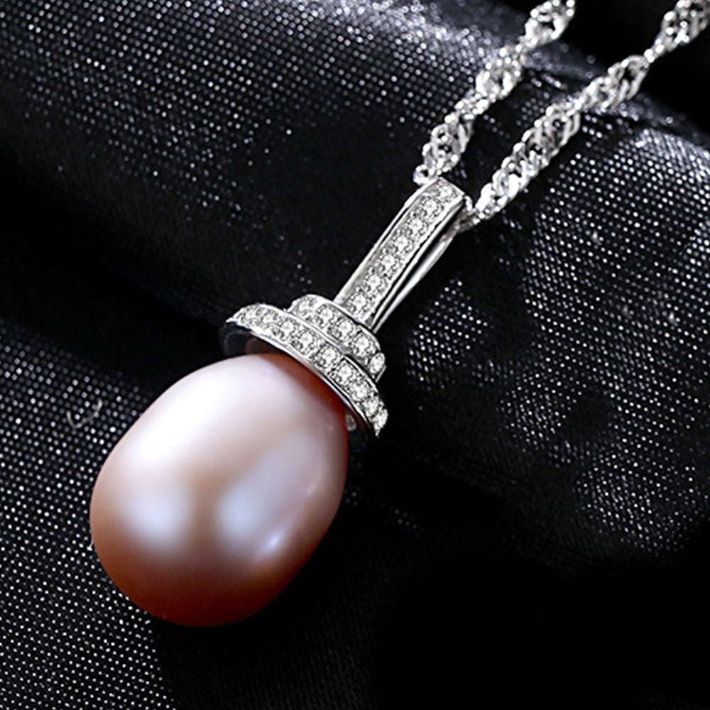 925 Sterling Silver Natural Pearl Drop Necklace Fashion Jewelry Gift for Women Girls