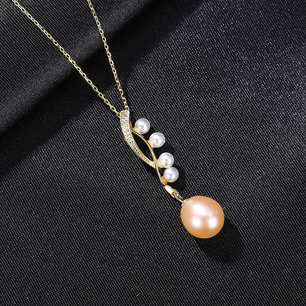925 Sterling Silver Natural Pearl Drop Necklace Fashion Jewelry Gift for Women Girls