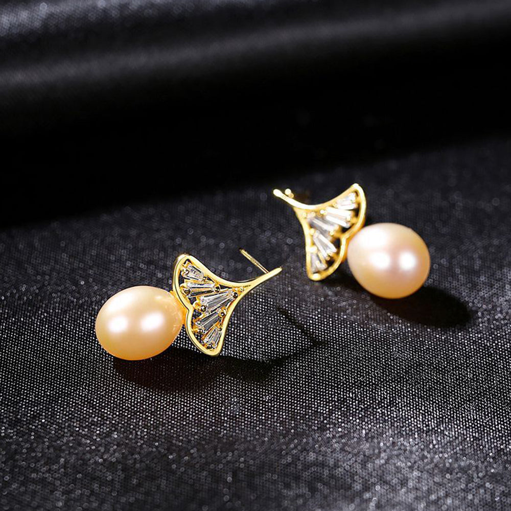 925 Sterling Silver Natural Pearl Drop Earrings Fashion Jewelry Gift for Women Girls