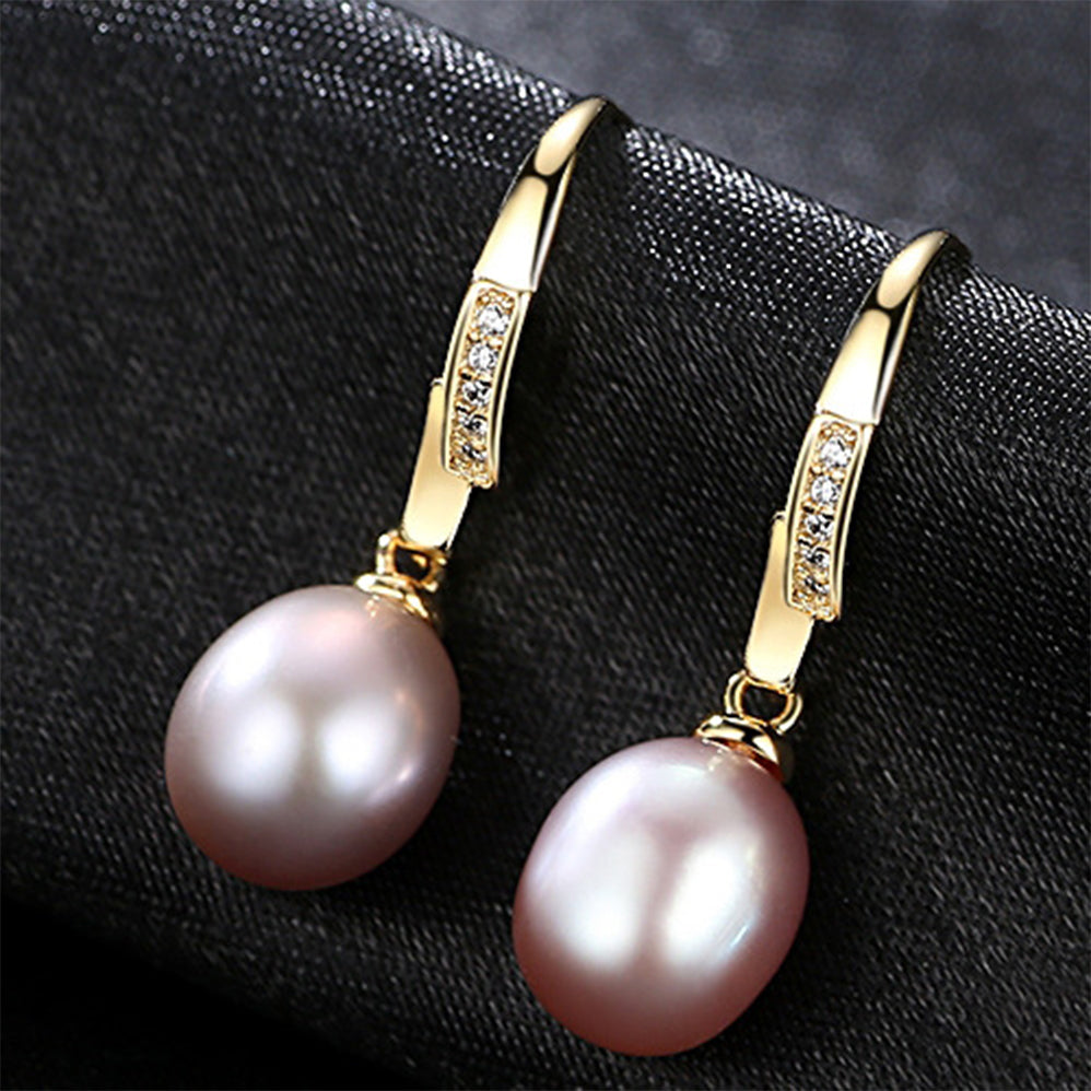 925 Sterling Silver Natural Pearl Drop Earrings Fashion Jewelry Gift for Women Girls