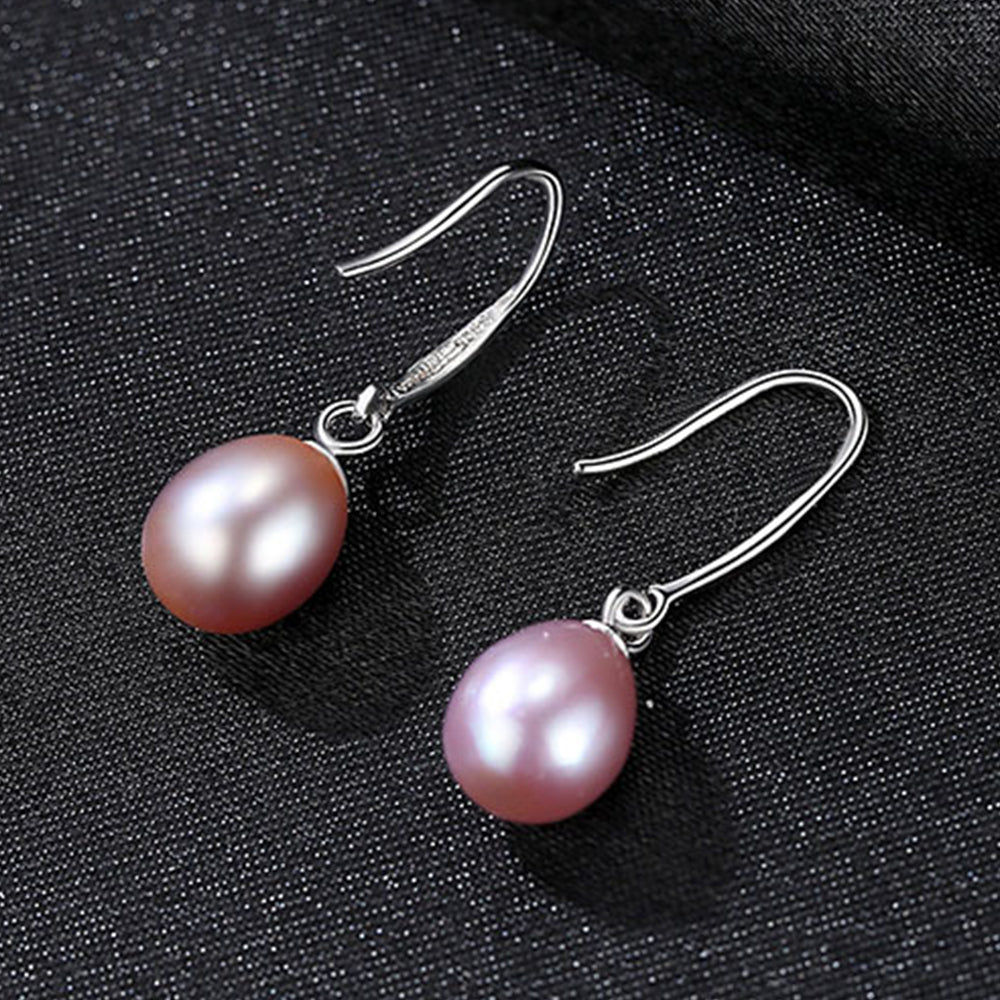 925 Sterling Silver Natural Pearl Drop Earrings Fashion Jewelry Gift for Women Girls