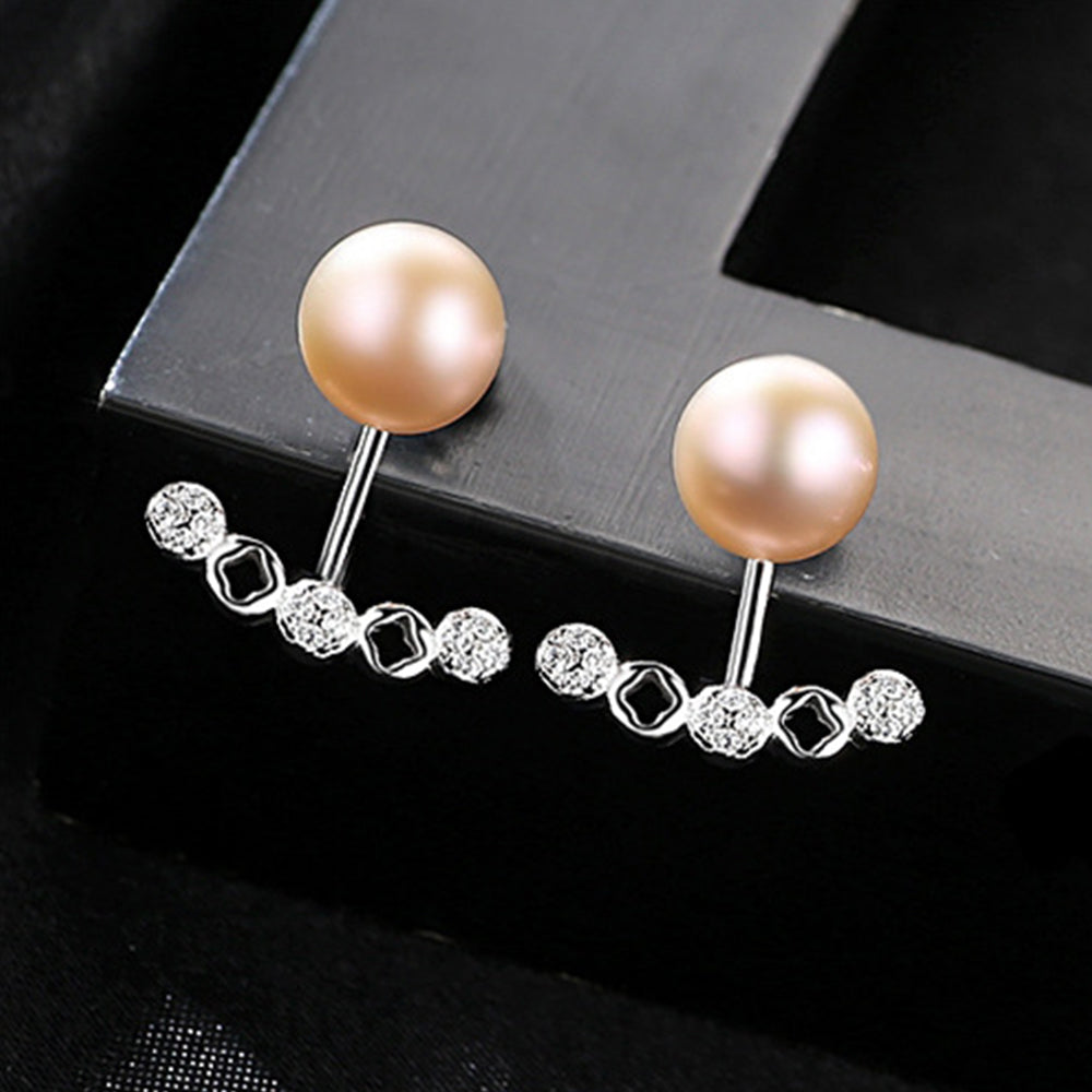 925 Sterling Silver Natural Pearl Long Drop Earrings Fashion Jewelry Gift for Women Girls