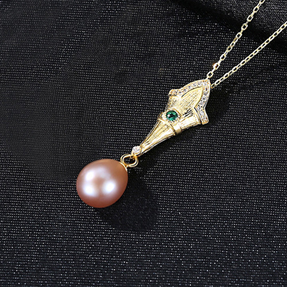 925 Sterling Silver Natural Pearl Drop Necklace Fashion Jewelry Gift for Women Girls