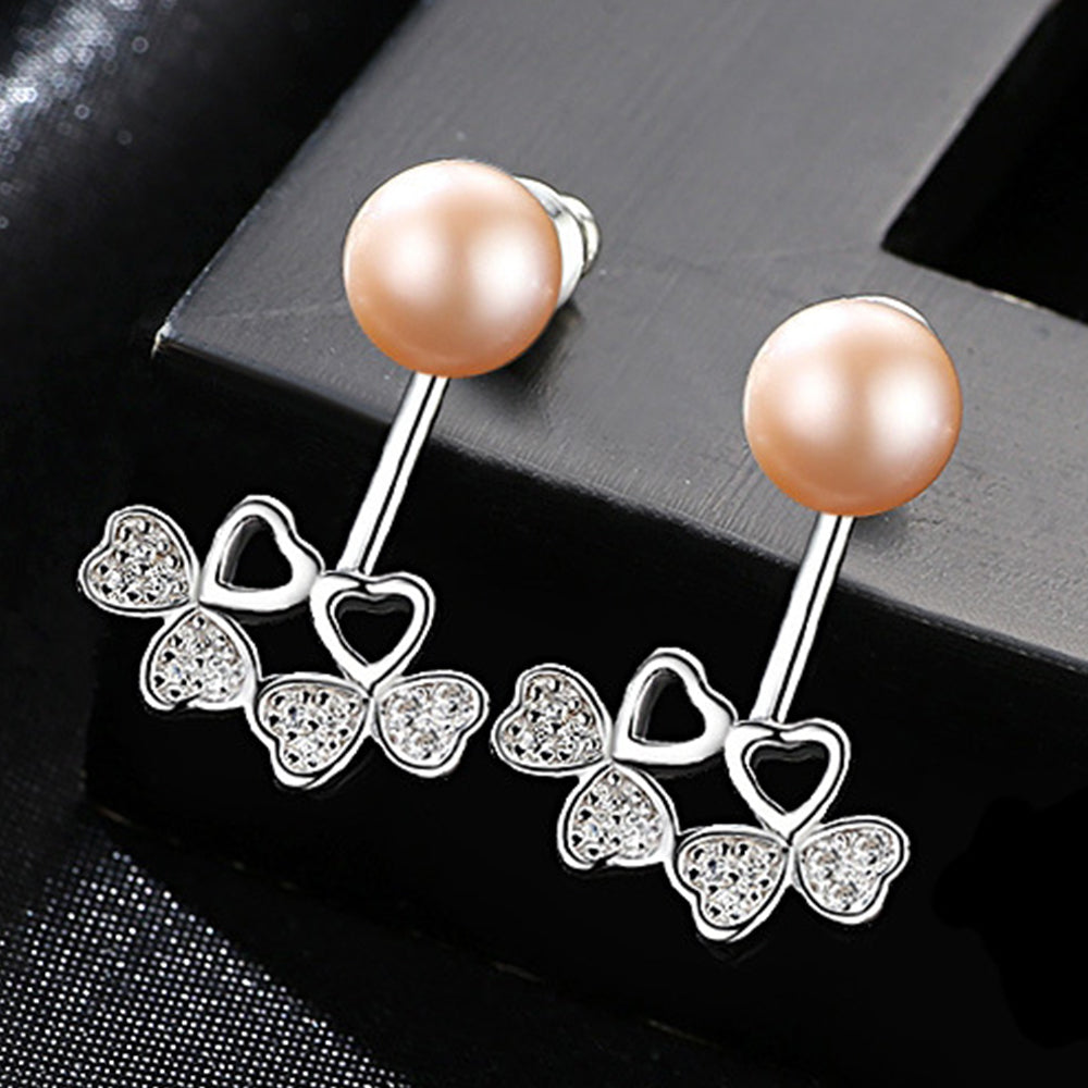 925 Sterling Silver Natural Pearl Drop Earrings Fashion Jewelry Gift for Women Girls