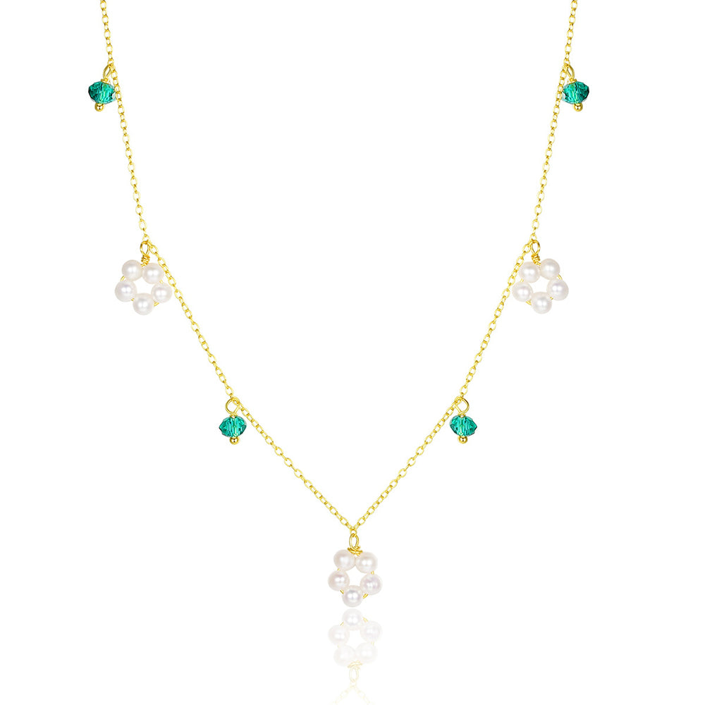 925 Sterling Silver Natural Pearl Drop Necklace Fashion Jewelry Gift for Women Girls