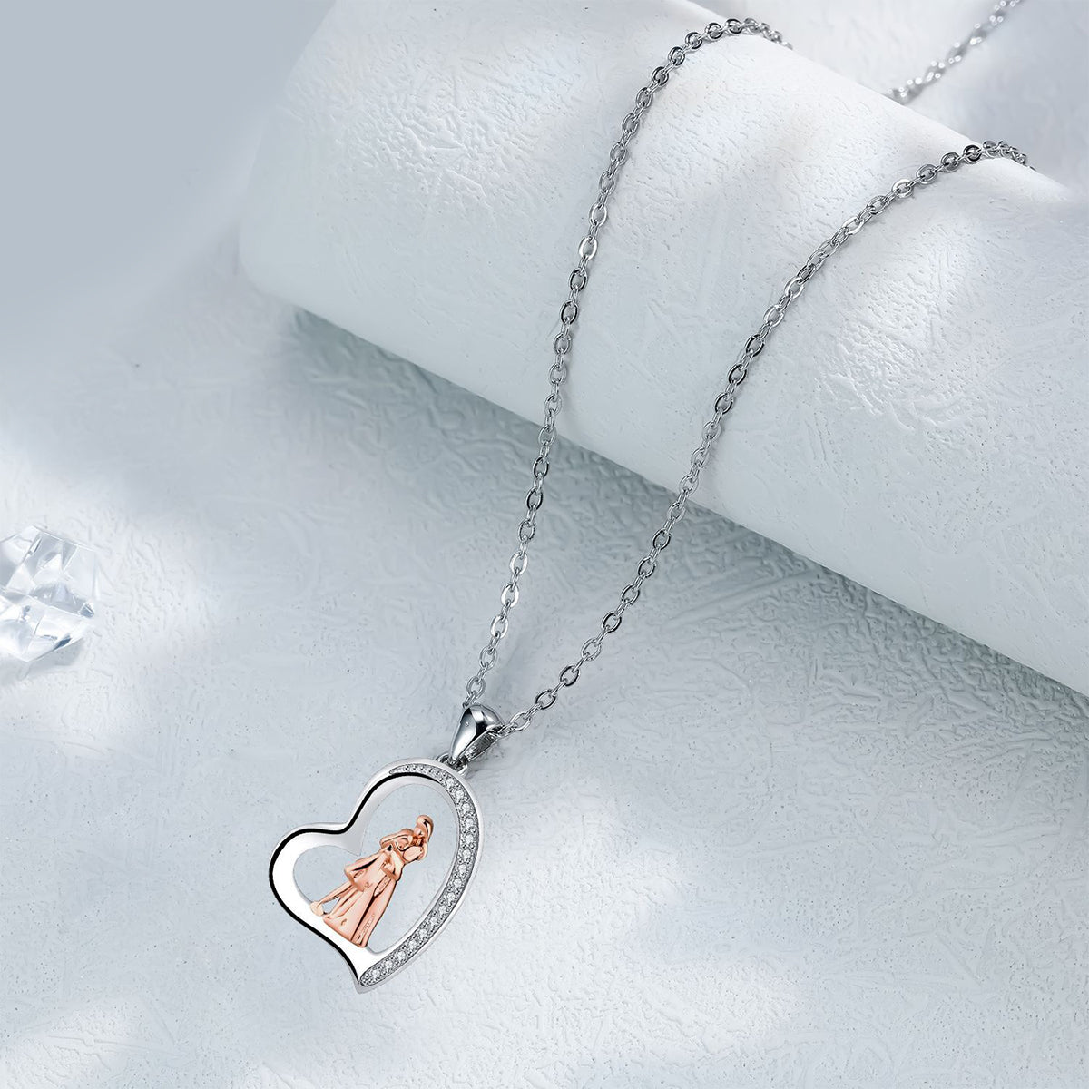 Copper With Silver/Rosgold Plated Heart Pendant Necklace