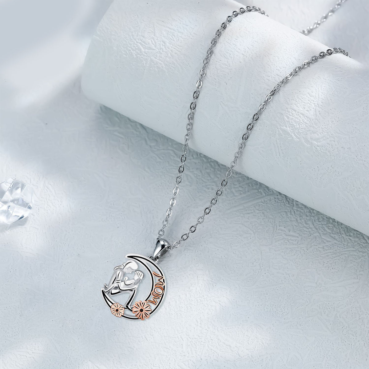 Copper With Silver/Rosgold Plated Moon Pendant Necklace