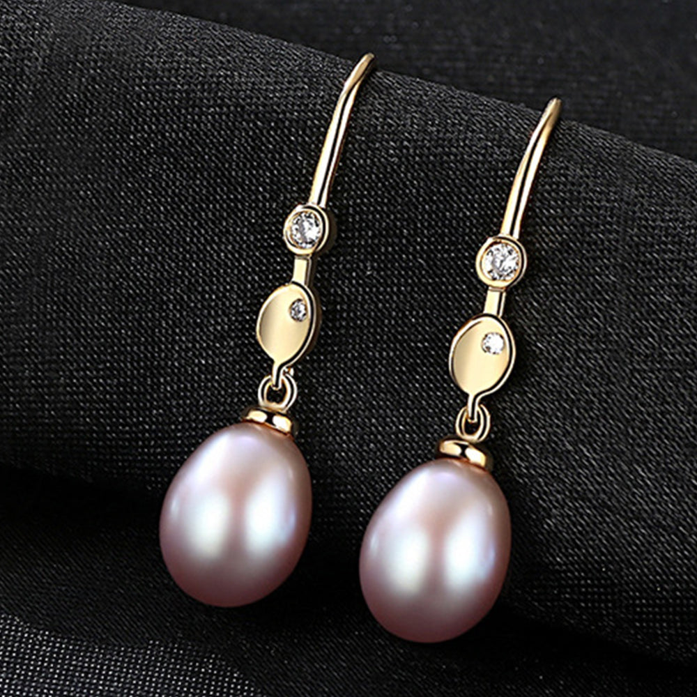 925 Sterling Silver Natural Pearl Drop Earrings Fashion Jewelry Gift for Women Girls