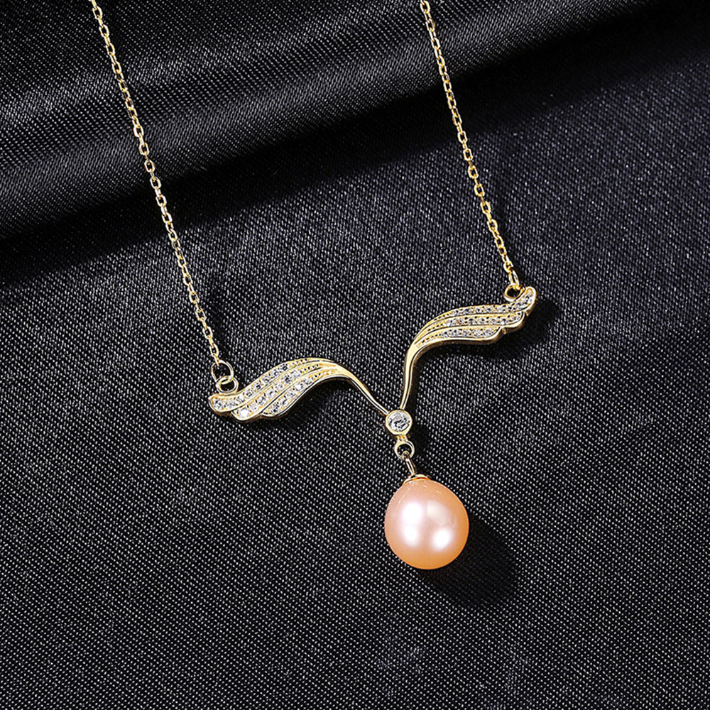 925 Sterling Silver Natural Pearl Drop Necklace Fashion Jewelry Gift for Women Girls