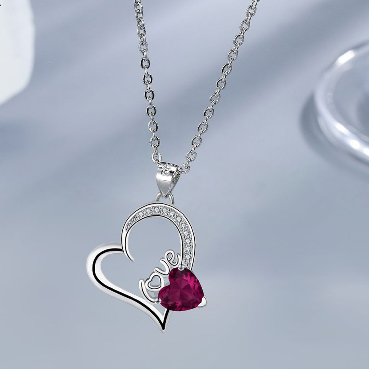 Copper With Silver Plated Heart Pendant Necklace
