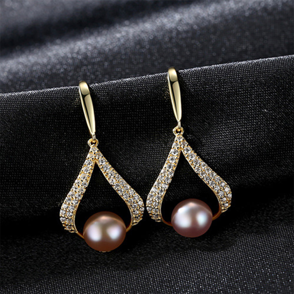 925 Sterling Silver Natural Pearl Drop Earrings Fashion Jewelry Gift for Women Girls