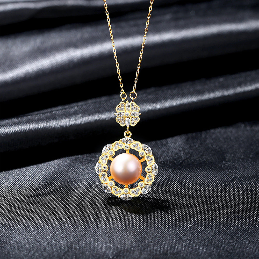 925 Sterling Silver Natural Pearl Drop Necklace Fashion Jewelry Gift for Women Girls