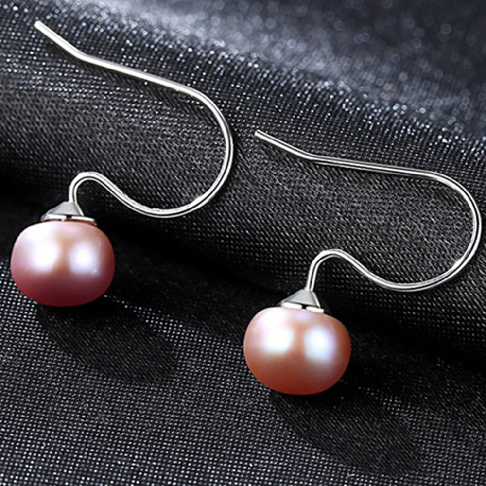 925 Sterling Silver Natural Pearl Long Drop Earrings Fashion Jewelry Gift for Women Girls
