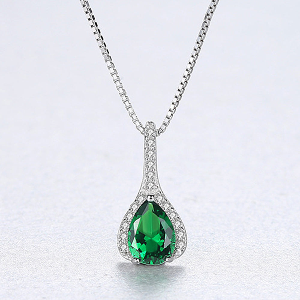 925 Sterling Silver Drop Zircon Necklace Fashion Jewelry Gift for Women Girls