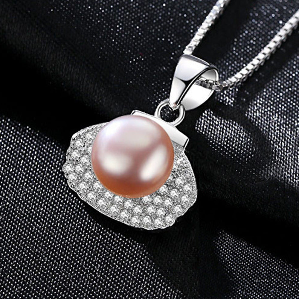 925 Sterling Silver Natural Pearl Drop Necklace Fashion Jewelry Gift for Women Girls