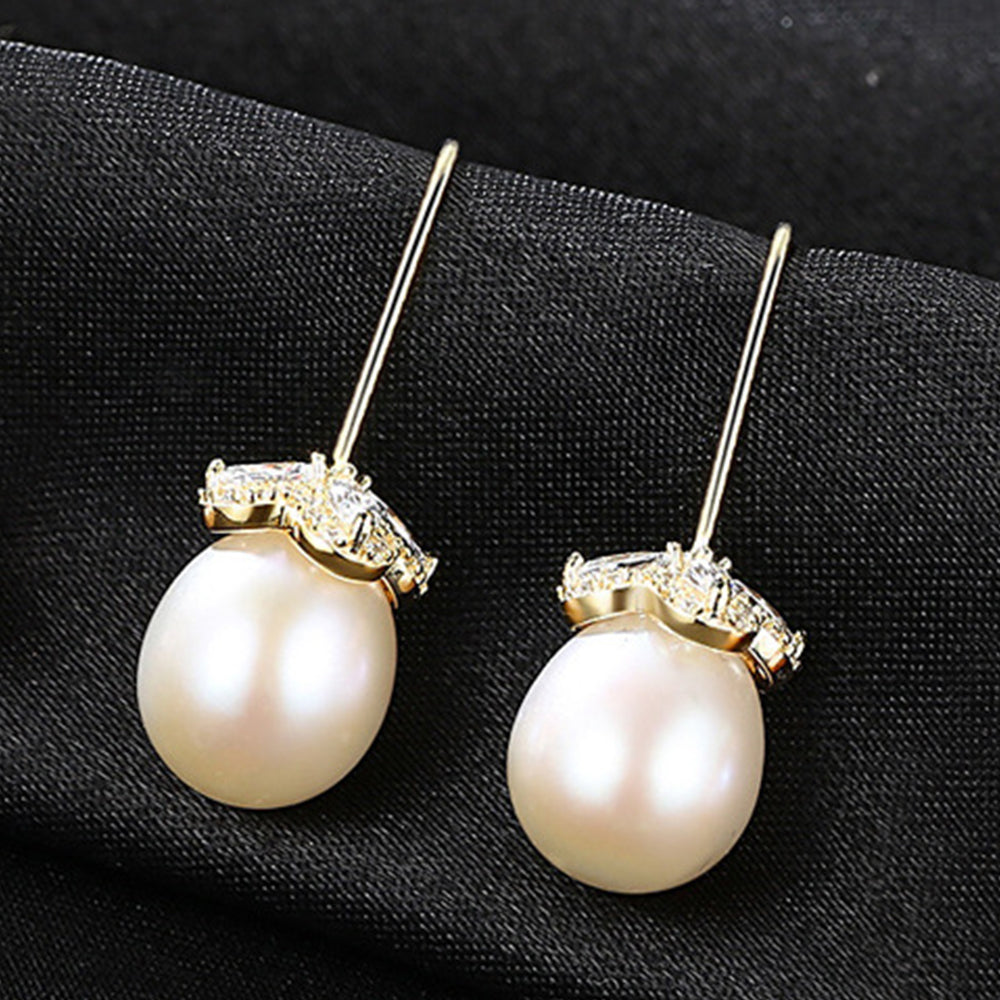 Pendientes colgantes de perla natural de plata de ley 925, joyería de moda, regalo para mujeres y niñas.