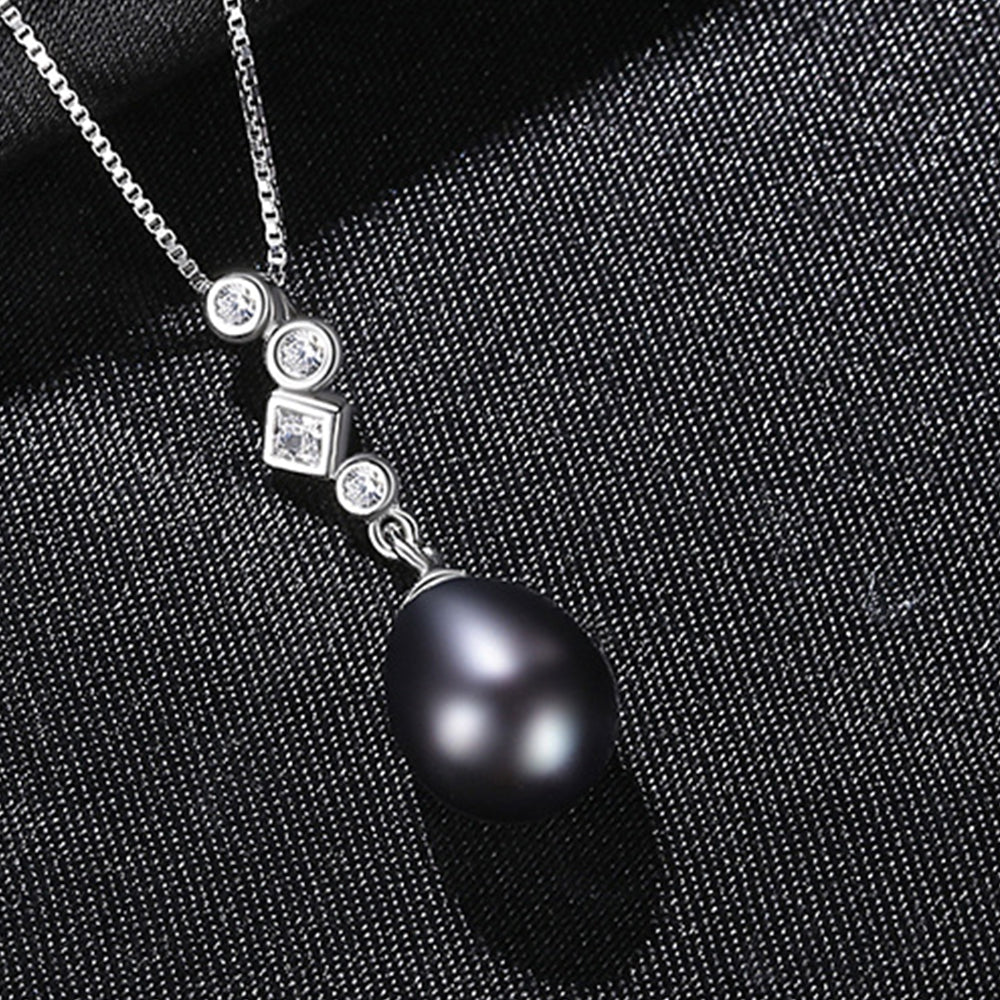 925 Sterling Silver Natural Pearl Drop Necklace Fashion Jewelry Gift for Women Girls