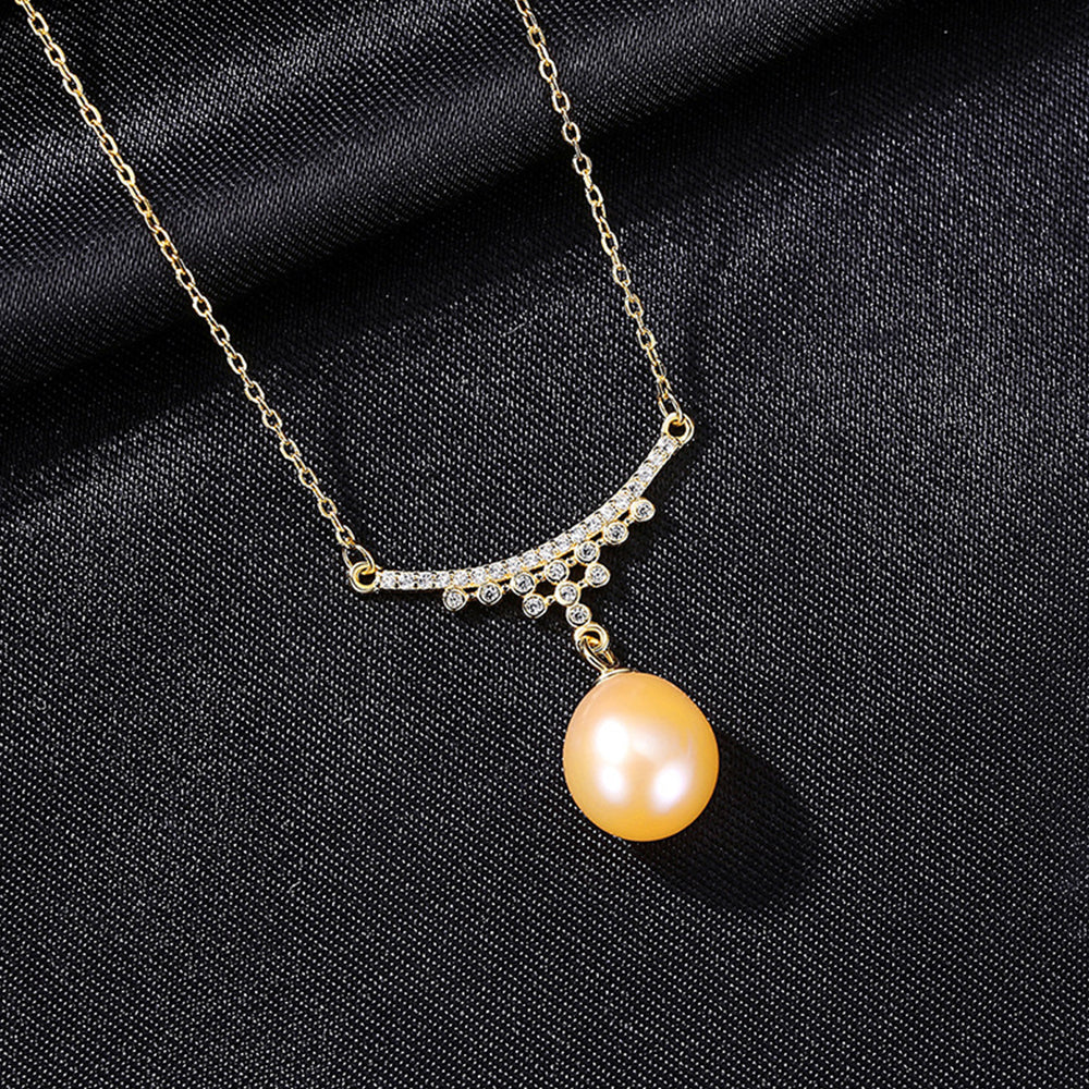 925 Sterling Silver Natural Pearl Drop Necklace Fashion Jewelry Gift for Women Girls