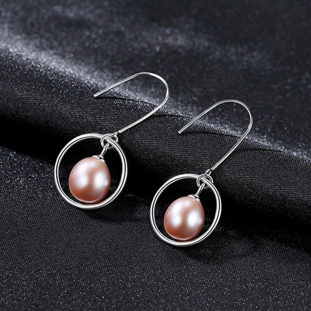 925 Sterling Silver Natural Pearl Drop Earrings Fashion Jewelry Gift for Women Girls