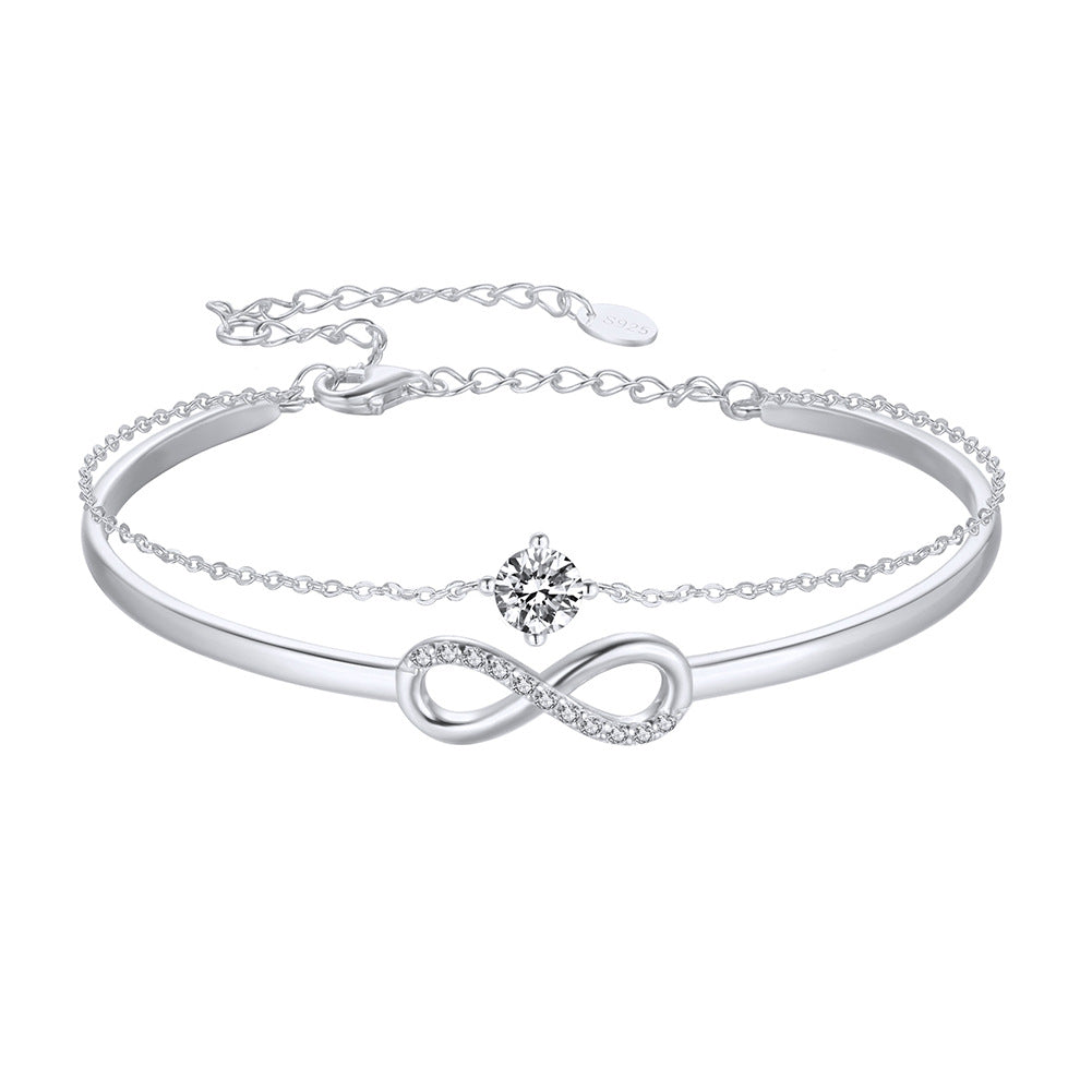 925 Sterling Silver Infinity Double Layers Bracelet