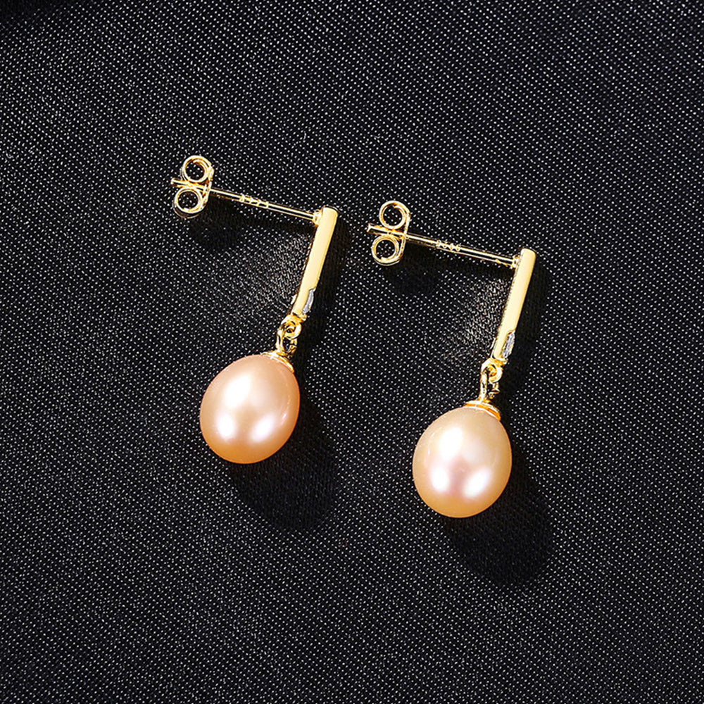 925 Sterling Silver Natural Pearl Drop Earrings Fashion Jewelry Gift for Women Girls