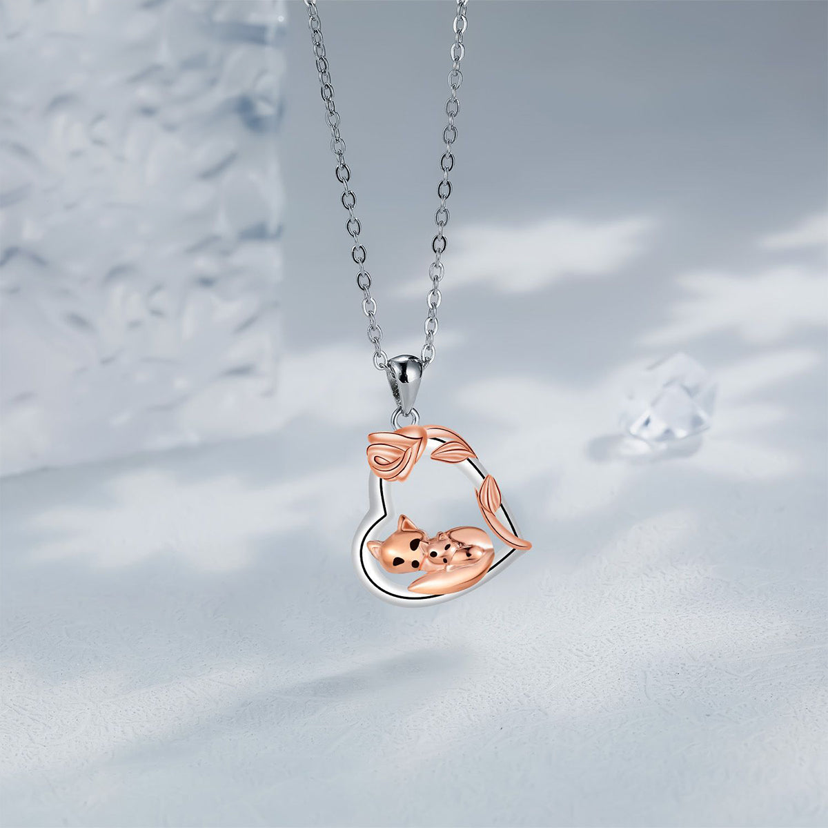 Copper With Silver/Rosegold Plated Heart Pendant Necklace