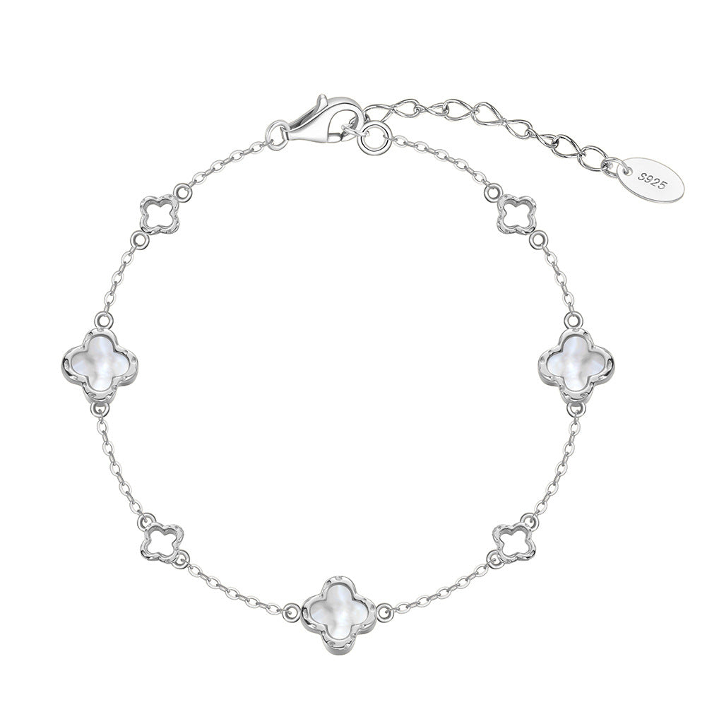 925 Sterling Silver Pearl Bracelet Fashion Jewelry Gift for Women Girls