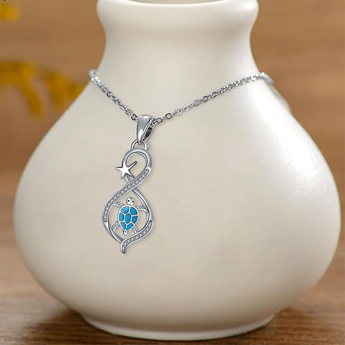 Copper With Silver Plated Turtle Pendant Necklace
