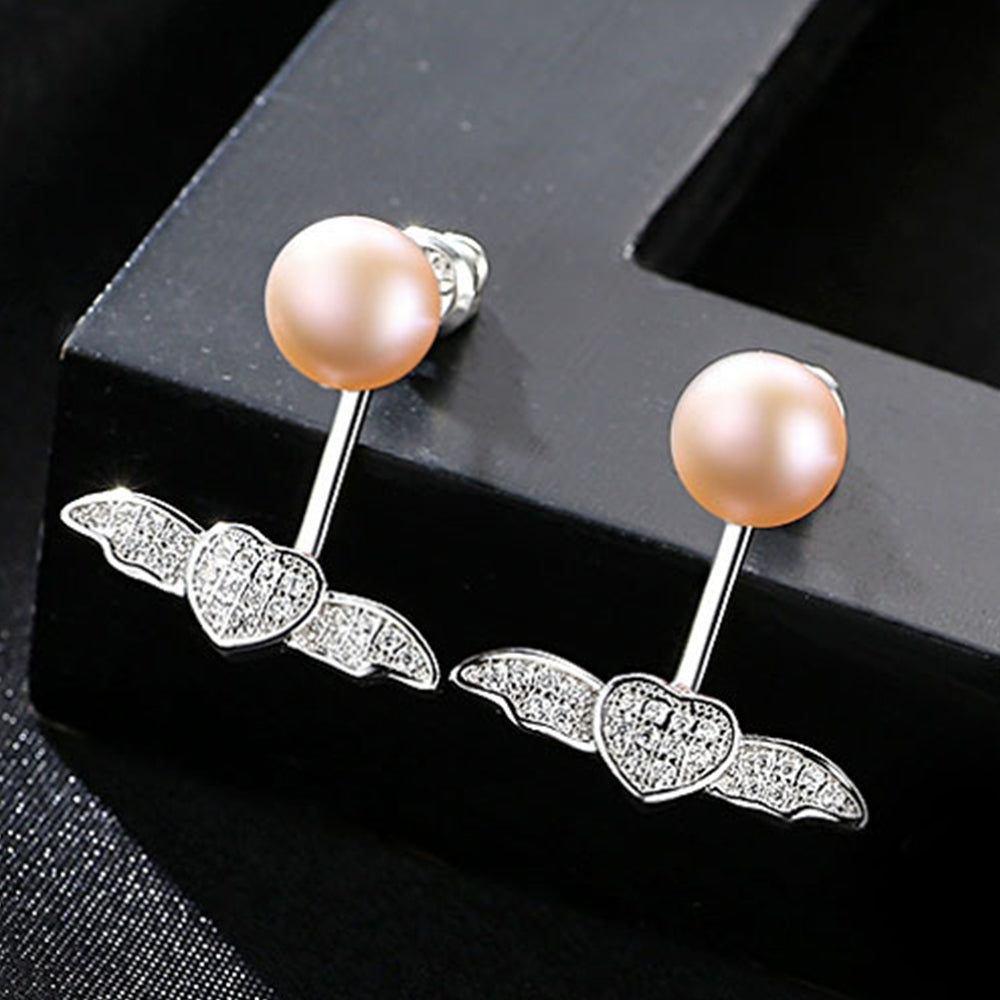 Pendientes colgantes de perla natural de plata de ley 925, joyería de moda, regalo para mujeres y niñas.