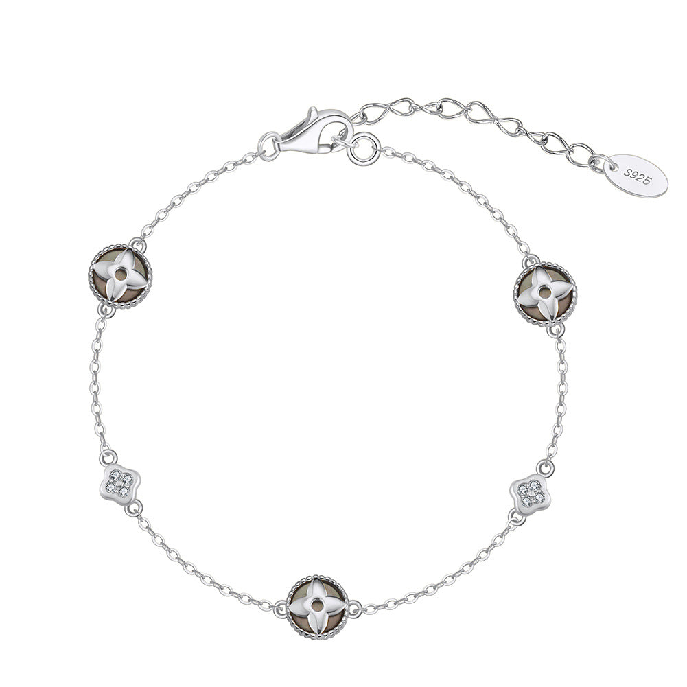 925 Sterling Silver Pearl Bracelet Fashion Jewelry Gift for Women Girls