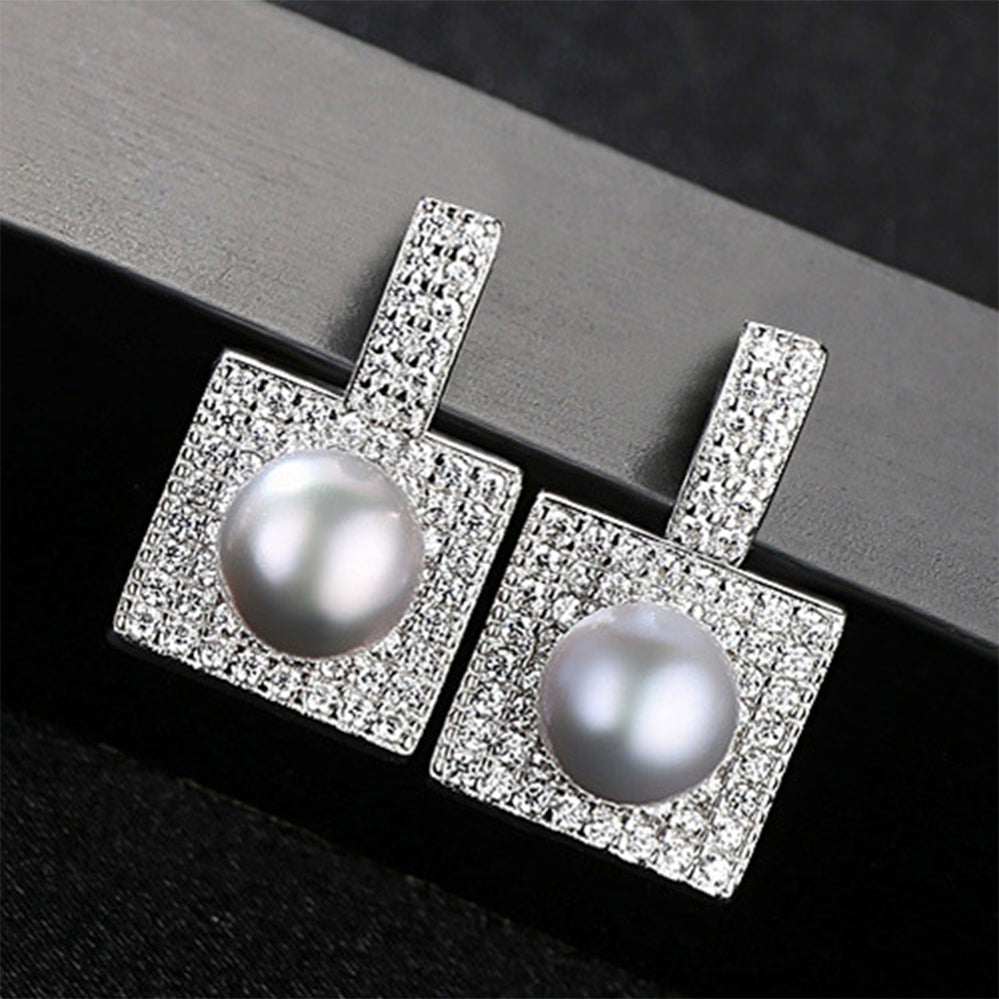 925 Sterling Silver Natural Pearl Drop Earrings Fashion Jewelry Gift for Women Girls