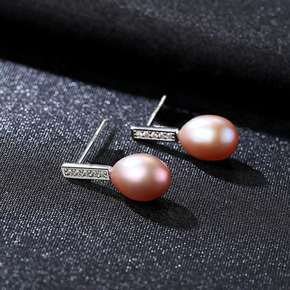 925 Sterling Silver Natural Pearl Drop Earrings Fashion Jewelry Gift for Women Girls
