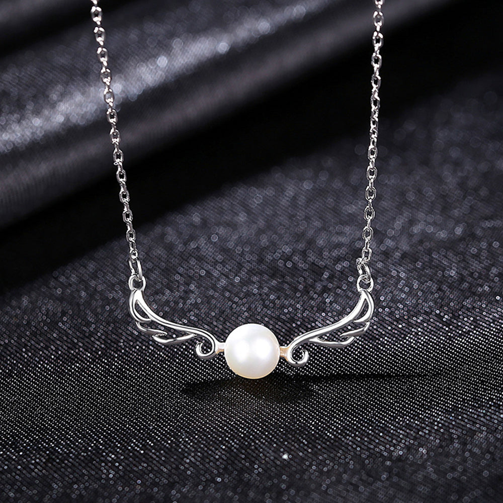 925 Sterling Silver Natural Pearl Drop Necklace Fashion Jewelry Gift for Women Girls