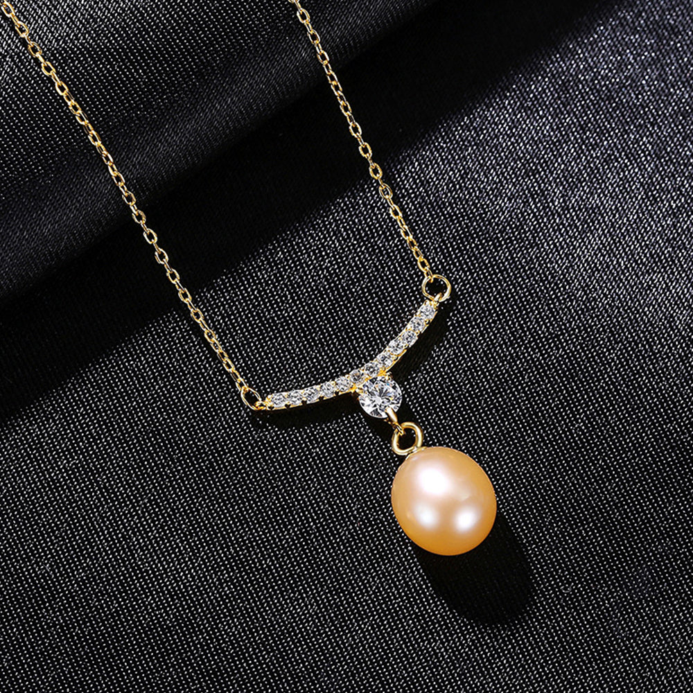 925 Sterling Silver Natural Pearl Drop Necklace Fashion Jewelry Gift for Women Girls