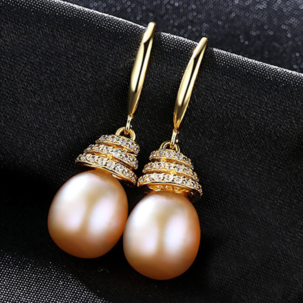 925 Sterling Silver Natural Pearl Drop Earrings Fashion Jewelry Gift for Women Girls