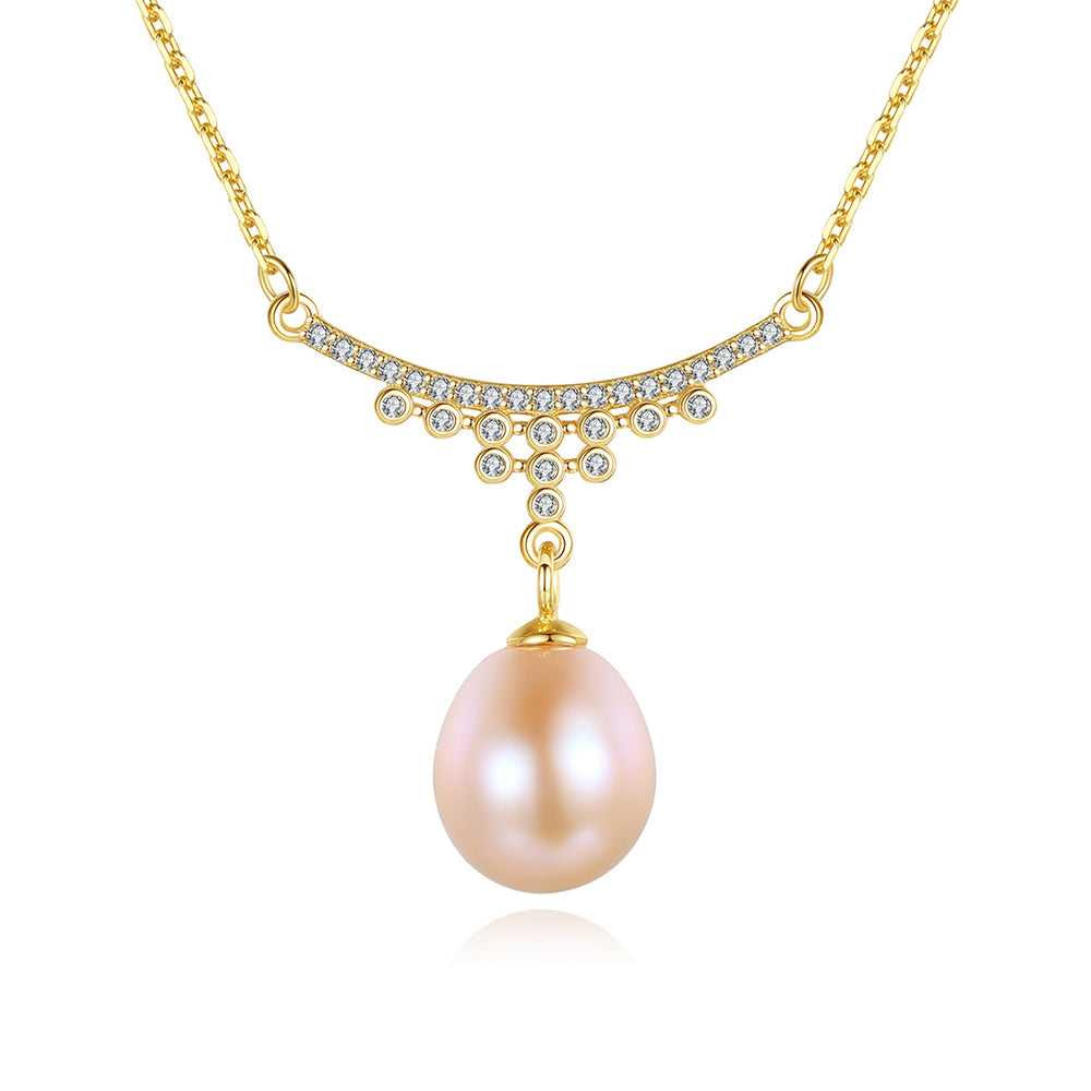 925 Sterling Silver Natural Pearl Drop Necklace Fashion Jewelry Gift for Women Girls