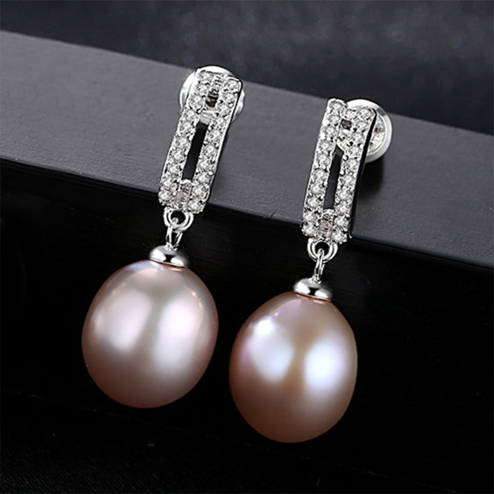 925 Sterling Silver Natural Pearl Drop Earrings Fashion Jewelry Gift for Women Girls