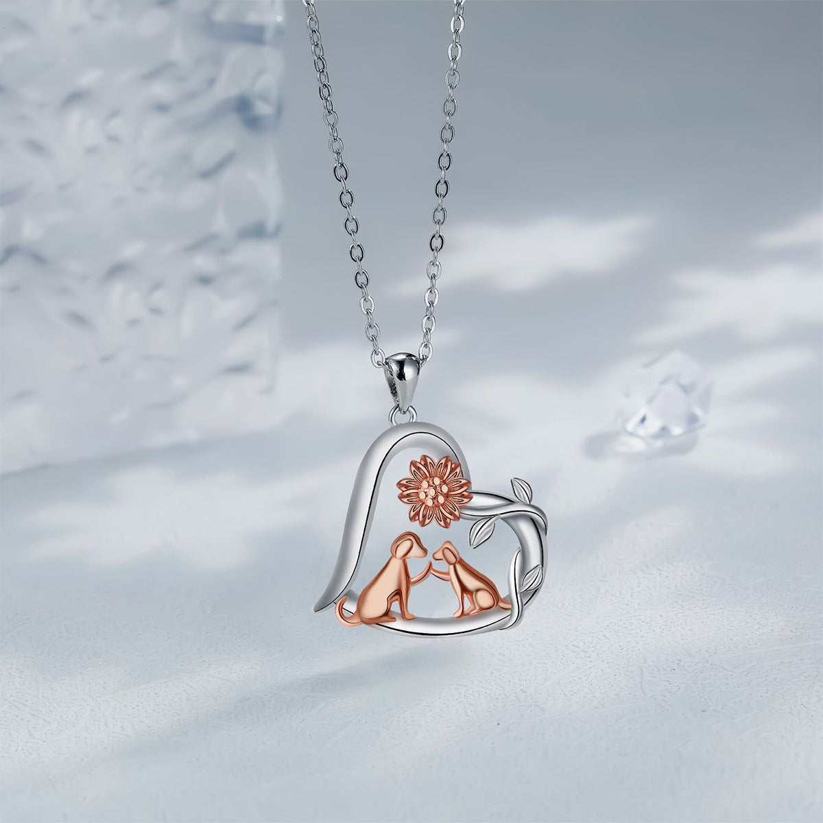 Copper With Silver/Rosegold Plated Heart Pendant Necklace
