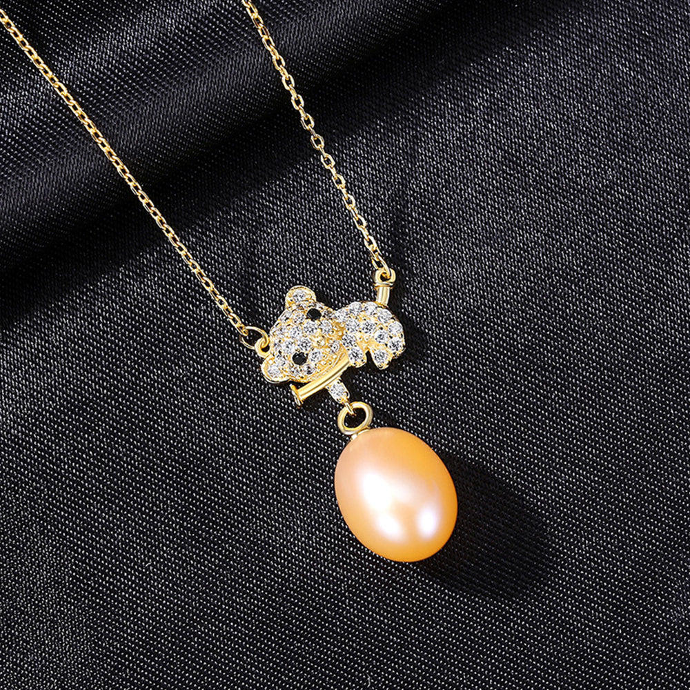 925 Sterling Silver Natural Pearl Drop Necklace Fashion Jewelry Gift for Women Girls