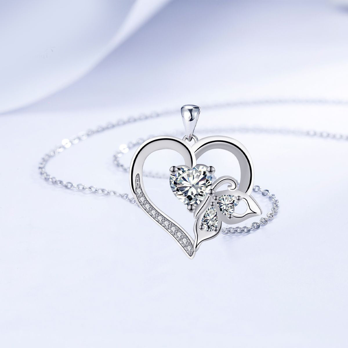 Copper With Silver Plated Heart Pendant Necklace for Women