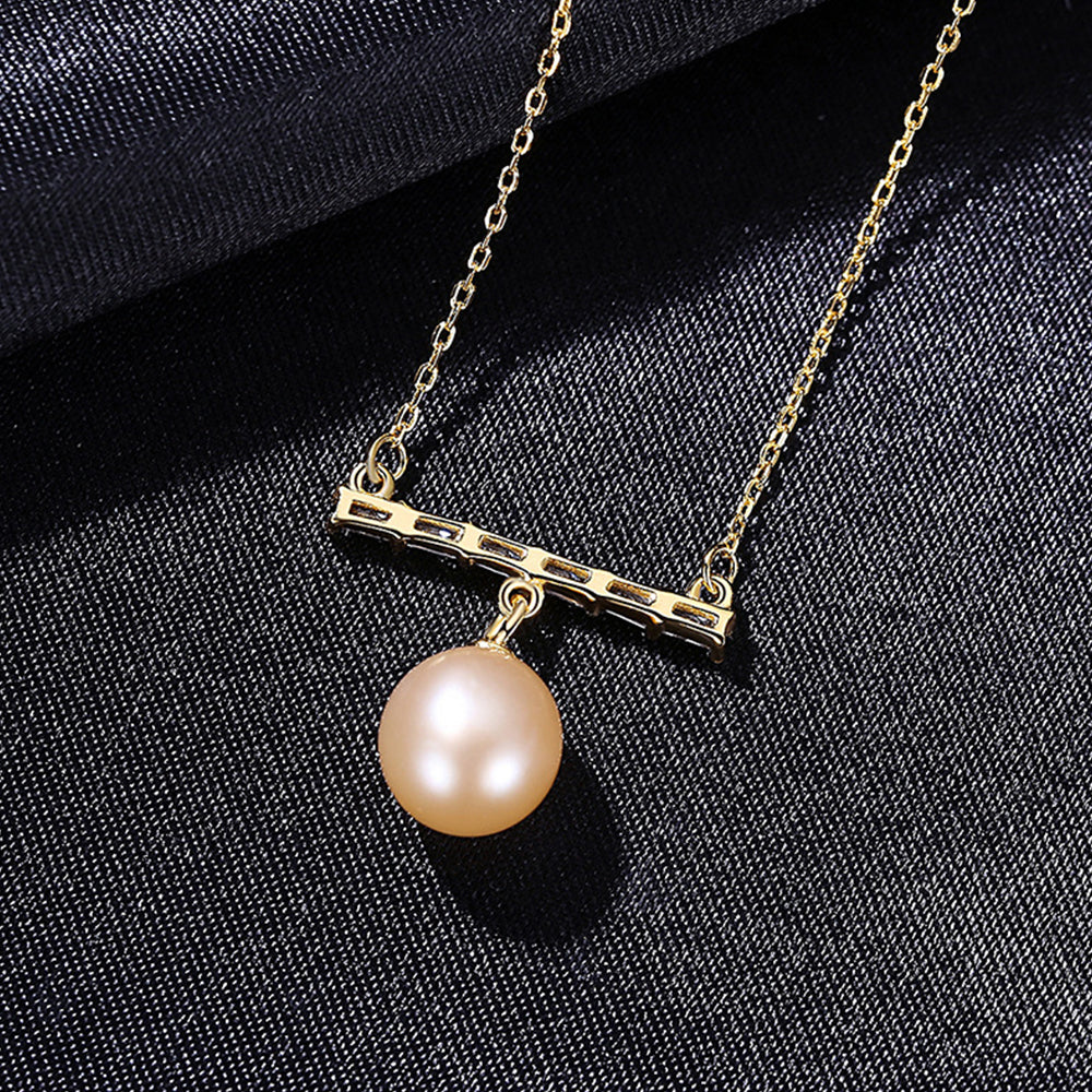 925 Sterling Silver Natural Pearl Drop Necklace Fashion Jewelry Gift for Women Girls